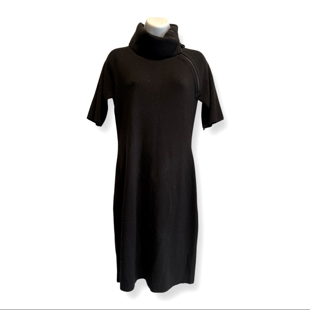 Calvin Klein zipper collared sweater dress, Black